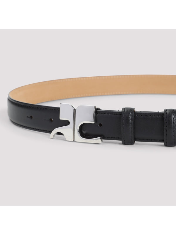 Metal Logo Leather Belt