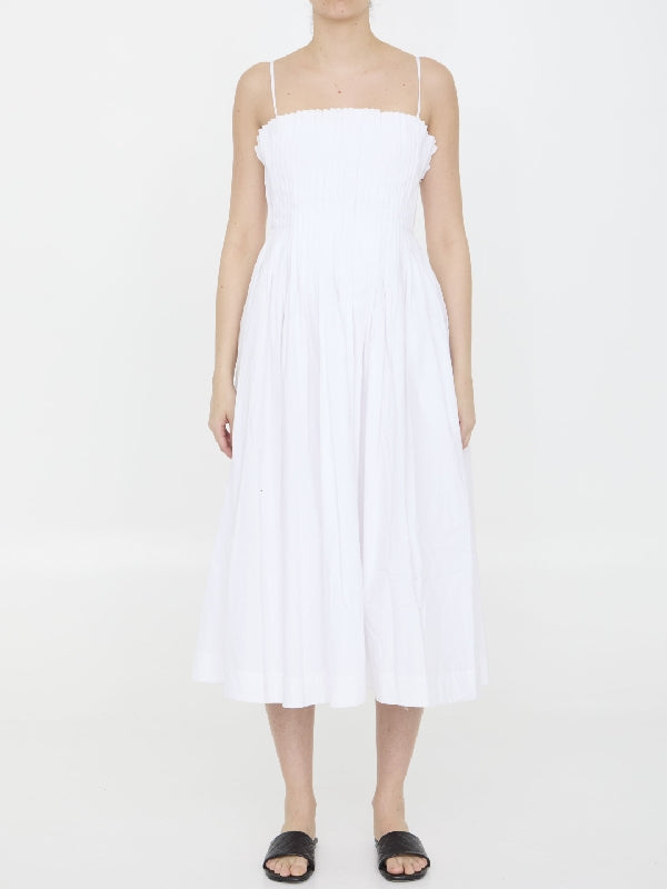 White Poplin Flounce Dress