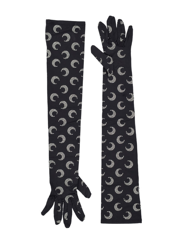 Rhinestone Moon Logo Nylon Gloves