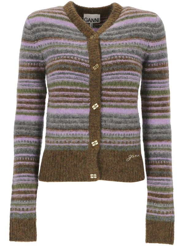 Logo Stripe Alpaca Blend Cardigan