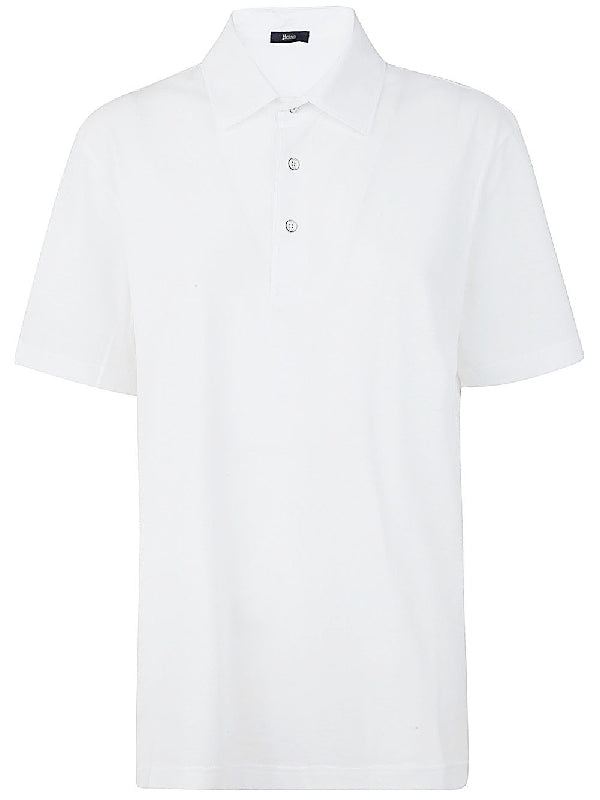 White Cotton Polo Short Sleeve Shirt