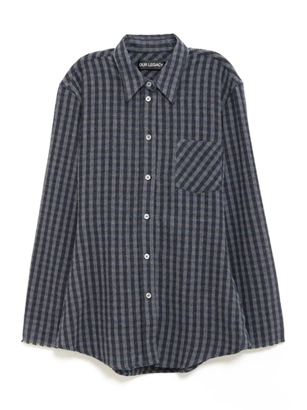 Daisy Check Pattern Wool Blend Shirt