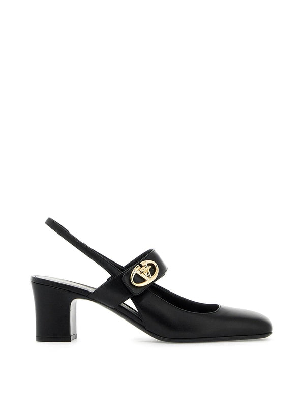 V Logo-embellished Leather Sandals