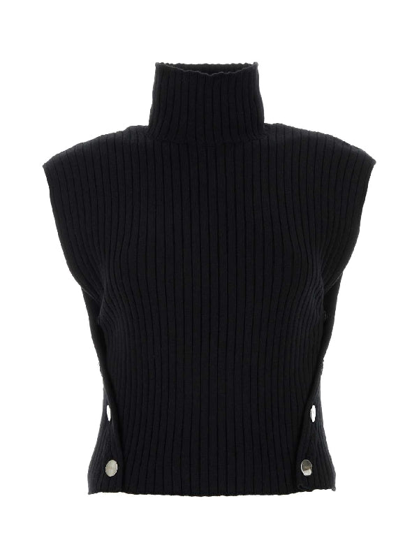 Wool Blend High-Neck
  Sleeveless Knit