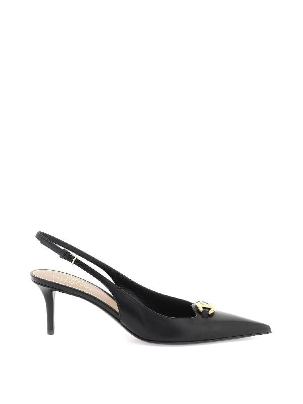 Bold Edition V Logo Calfskin Slingback
  Heel - Jente