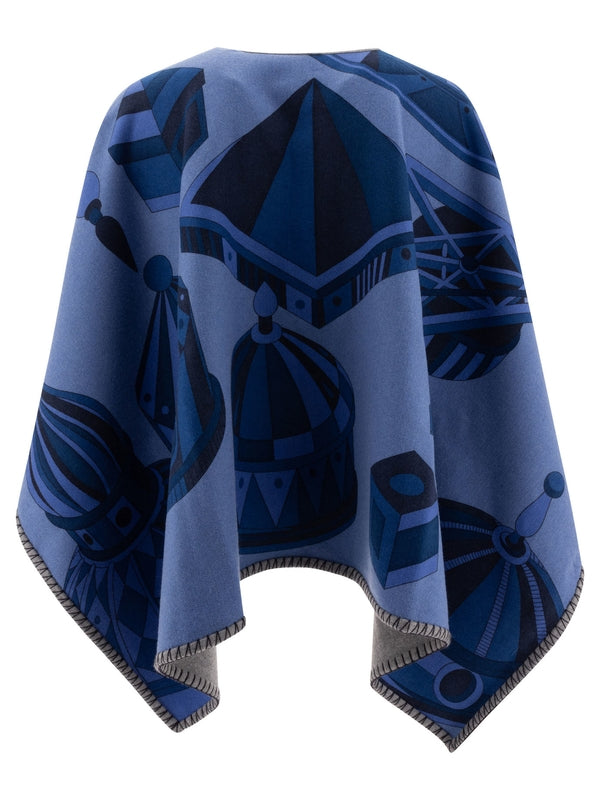 リバーシブル カシミアウール ケープ