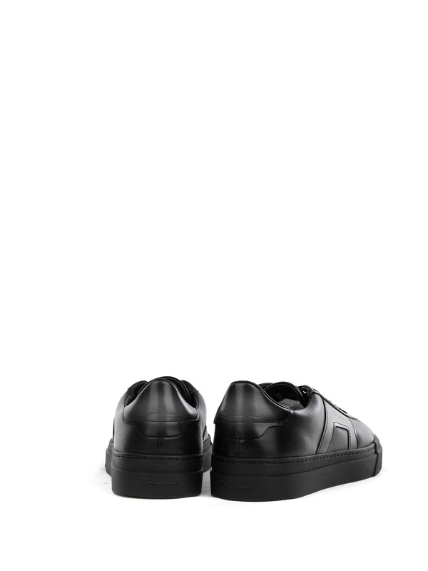 Double Buckle Leather Sneakers