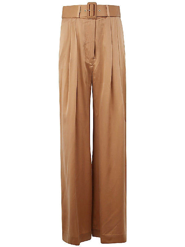 Belted Silk Wide Pants