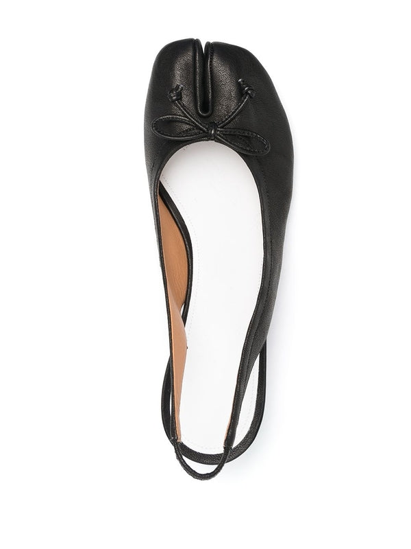 Black Leather Tabi Slingback Heels