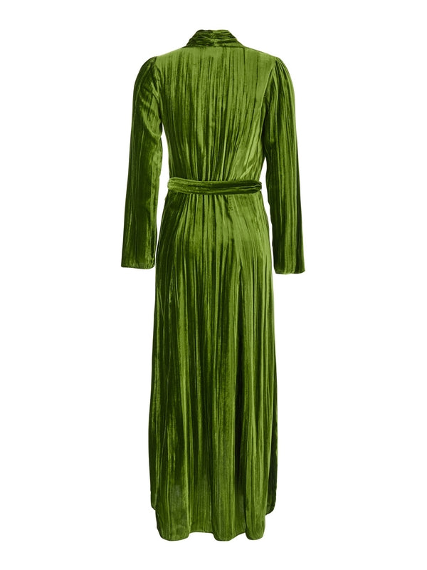 Belt Velvet Pleats Effect Dress