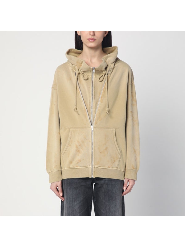 Faded Effect Cotton Zip-up Hoodie