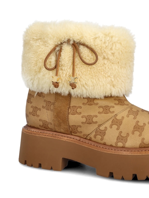 Triomphe Logo Shearling Ankle Boots