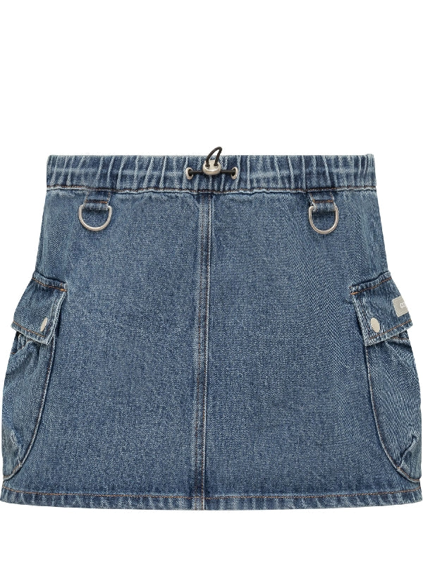 Carabiner Ring Denim Cargo Skirt