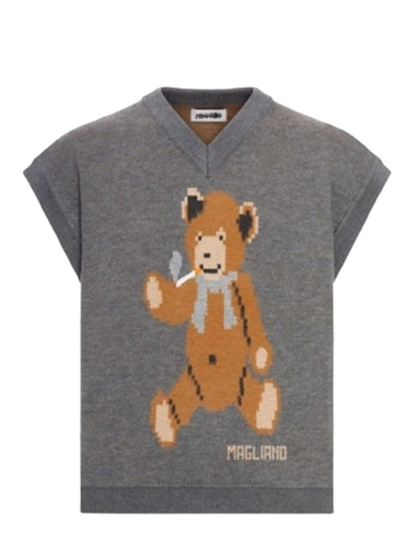 Jacquard Wool Knit Vest