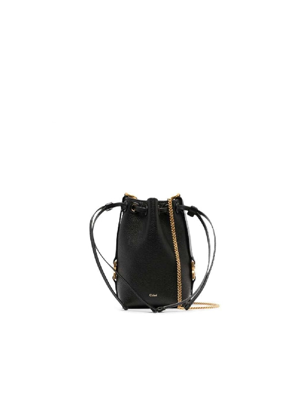 Logo Detail Leather Bucket Bag