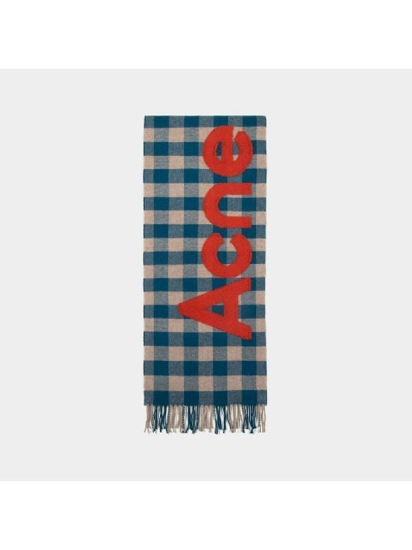 Check Logo Wool Blend Muffler