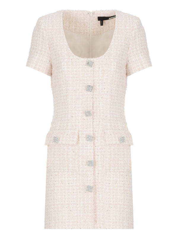 Crystal Button Tweed Dress