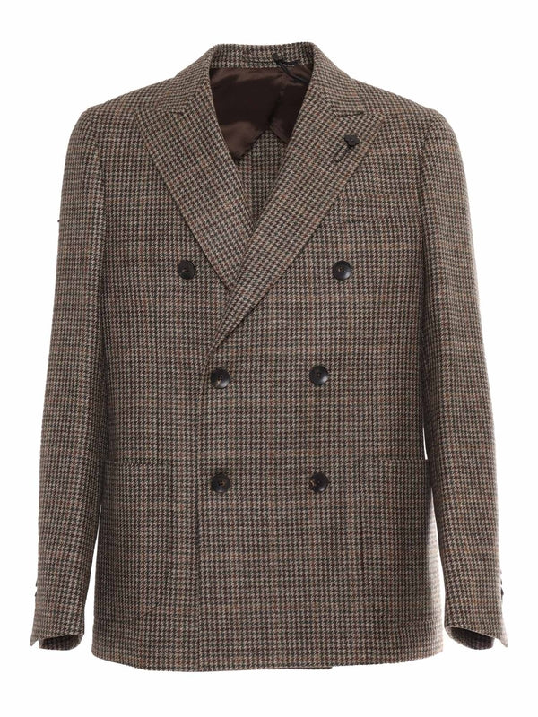 Boutonniere Check Pattern Virgin Wool Tailored Jacket