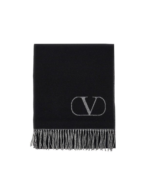 V Logo Wool Cashmere Muffler