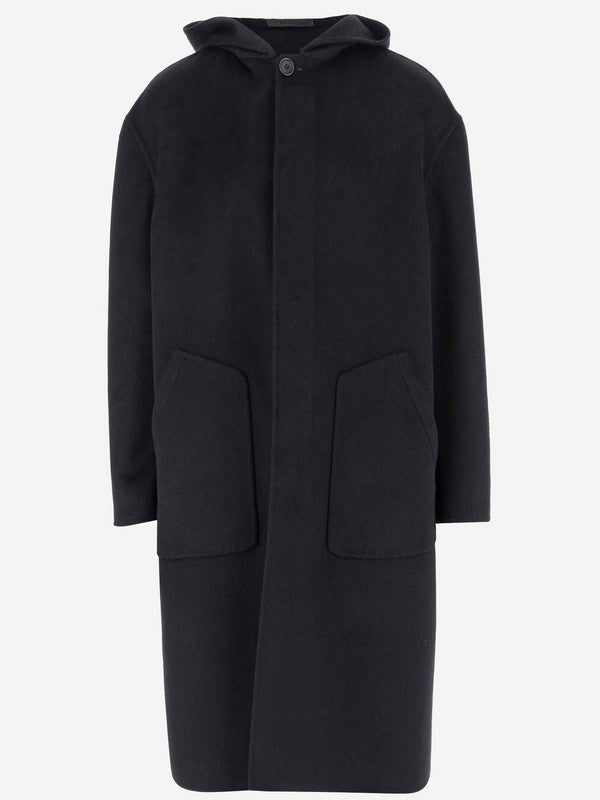 Black Hooded Cashmere Coat