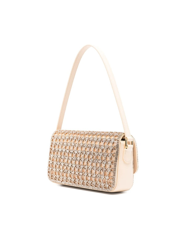 Bow Decoration Crystal
  Baguette Shoulder Bag