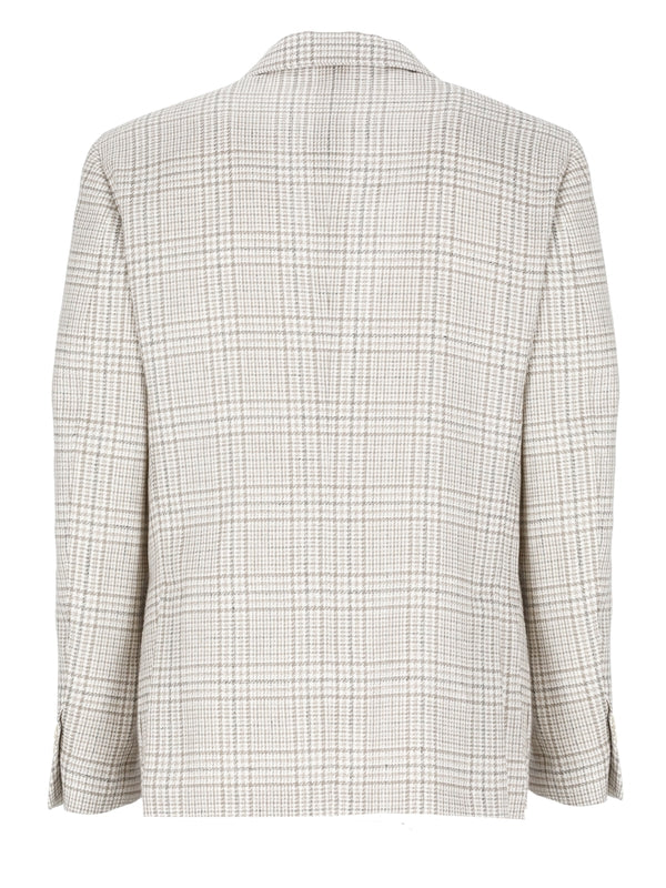 Check Pattern Cotton Linen Tailored Jacket