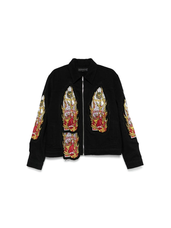 Flame Glass Zip-Up Cotton
  Shirt Jacket