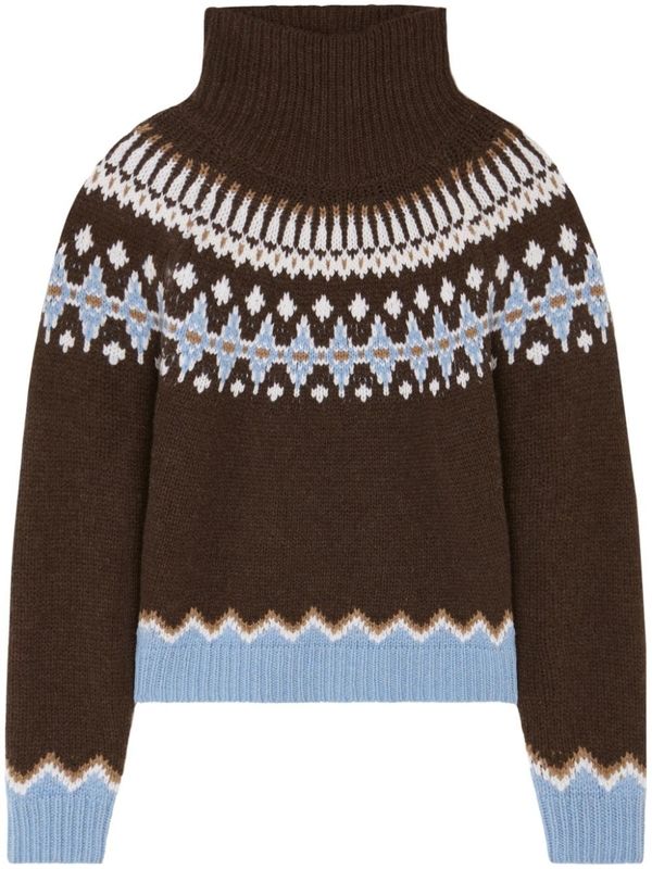 Jacquard Pattern Wool High-neck Knit