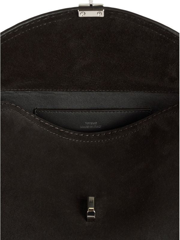 T Lock Suede Leather Clutch Bag