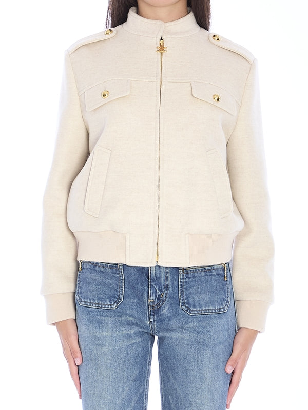 Triomphe Zipper Cashmere Jacket