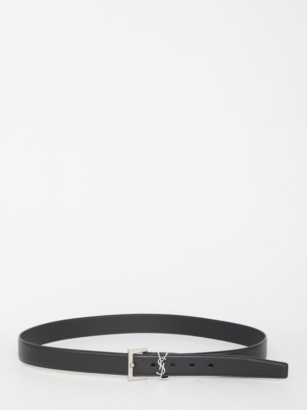 Mini monogram square buckle leather belt - jentestore_global