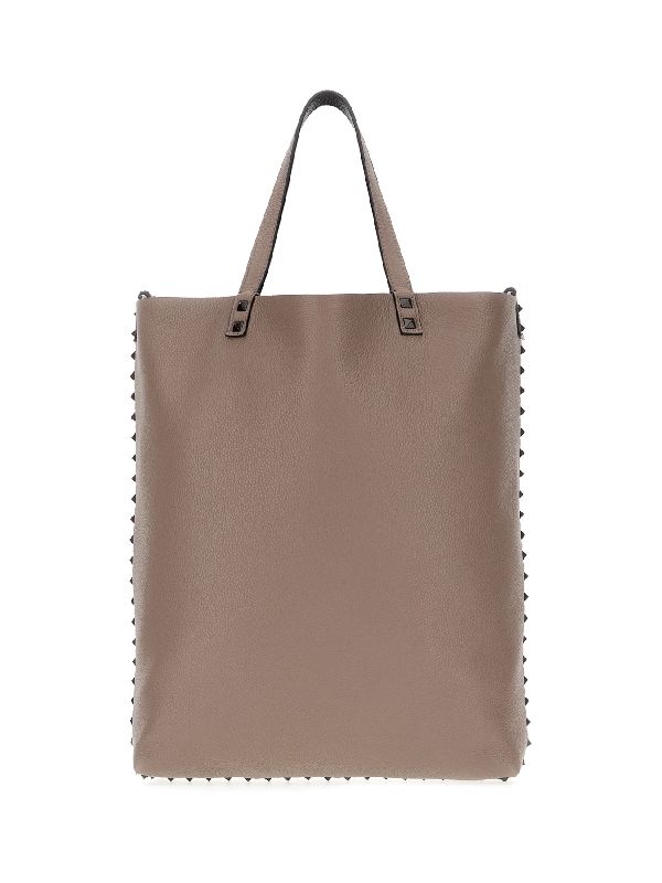 Rockstud Detail Leather Tote
  Bag