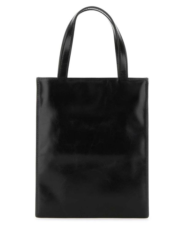 Pinch Logo Embossed Patent Leather Tote Bag