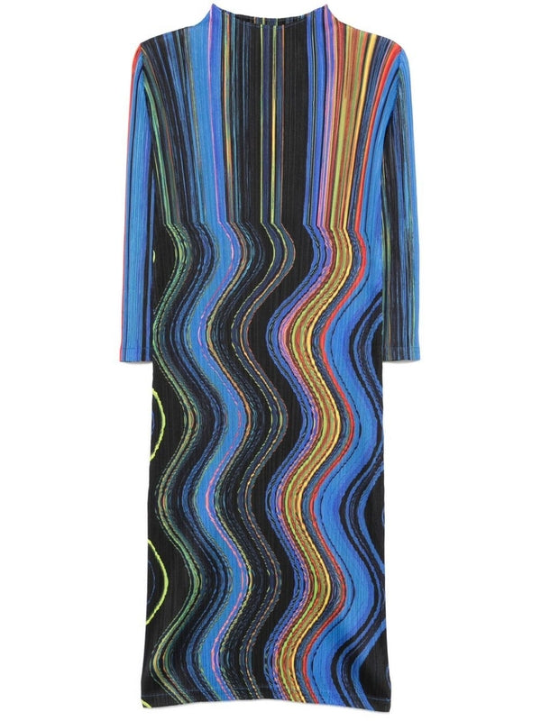 Warp High Neck Pleats Dress