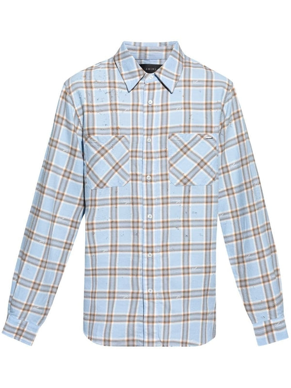 Back Embroidery Logo Check Pattern Shirt