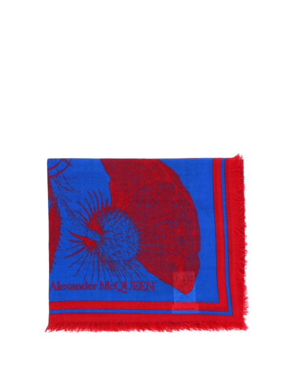 Alexander Mcqueen Blue Red Other Fabric Mufflers