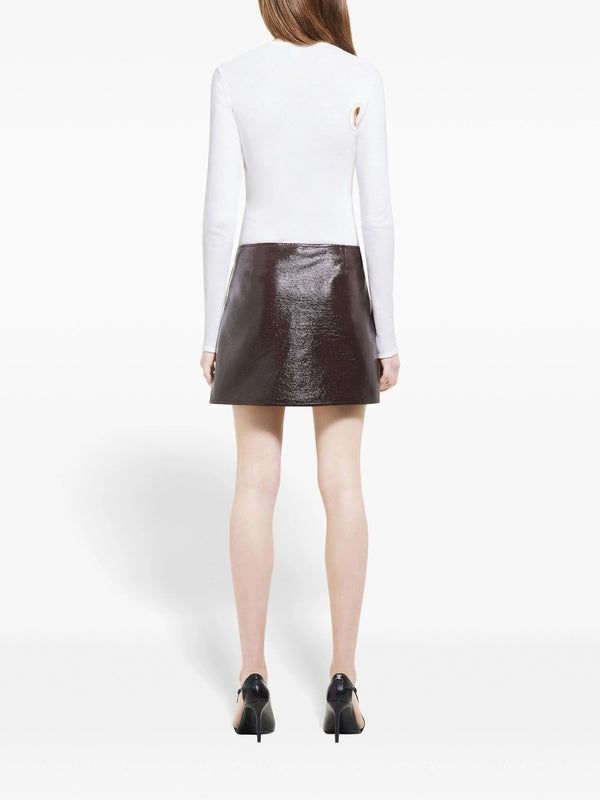 斜扣棉质迷你裙