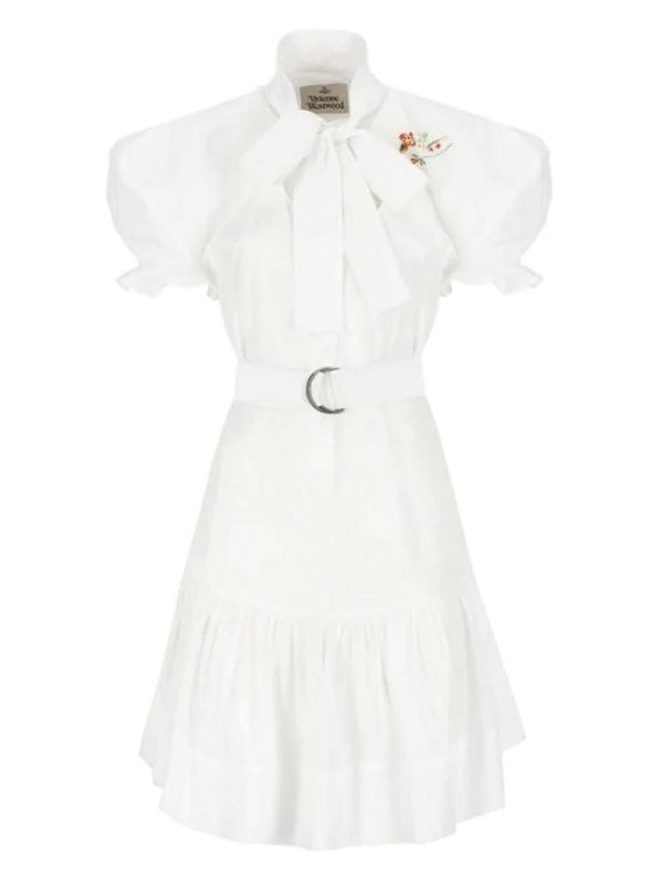 White Puff Sleeve Cotton Mini Dress