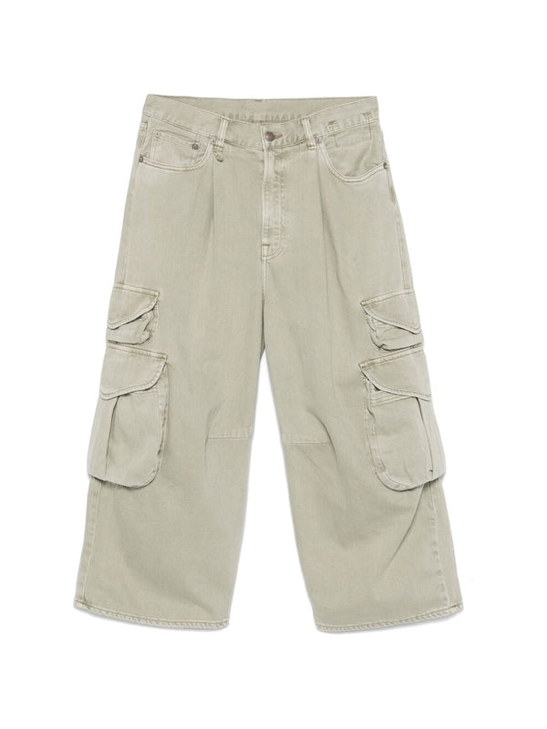 Crop Wide Denim Cargo Pants