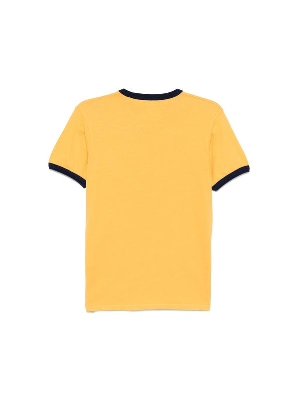 Slogan Jacquard Ringer Cotton Short Sleeve T-shirt