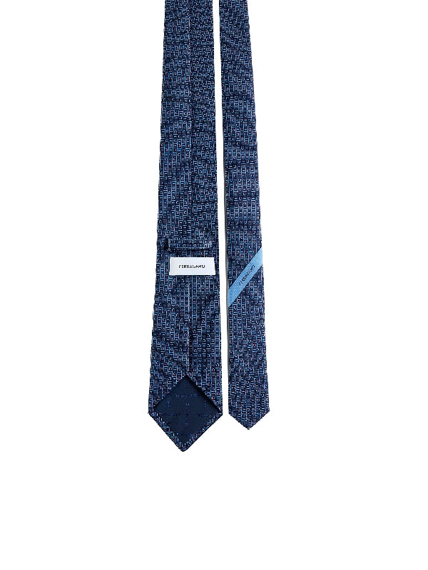 Gancini Printed Silk Tie