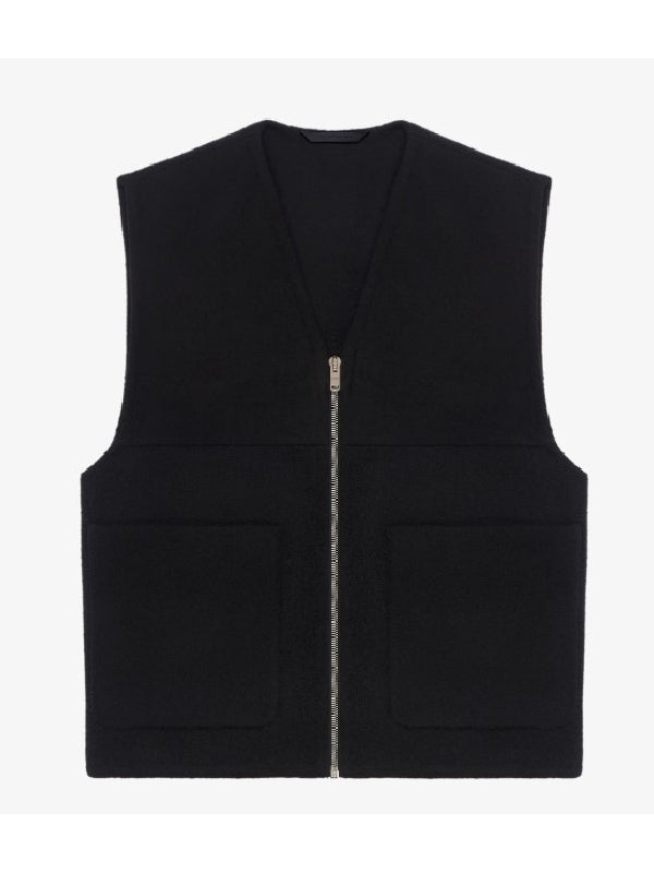 Black Wool Cashmere Zip-Up
  Vest