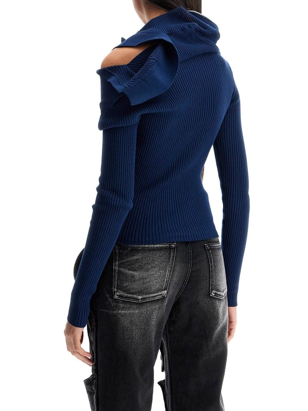 Hybrid Collar Rib Cotton Blend Knit