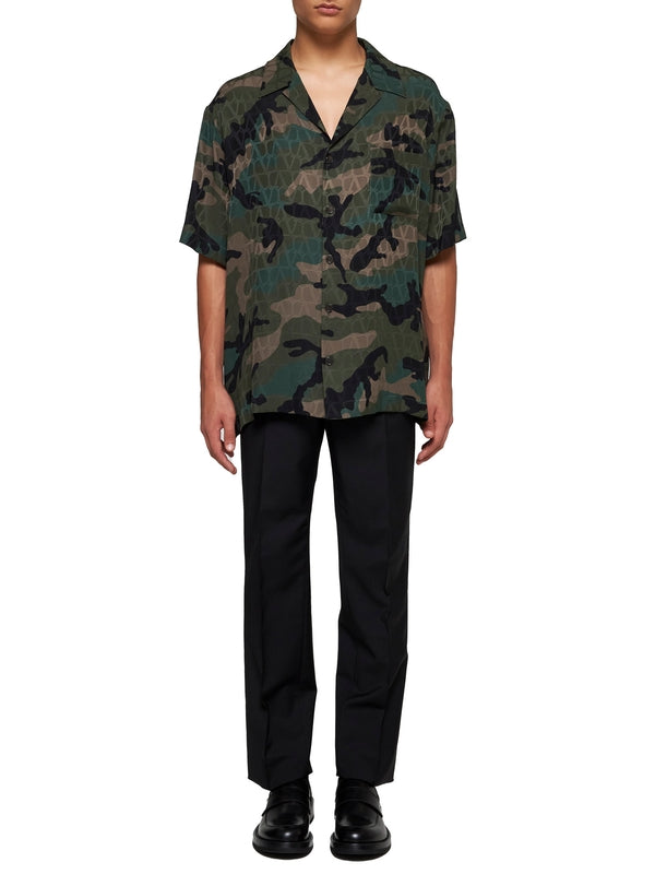 Camouflage Pattern Silk Short
  Sleeve Shirt