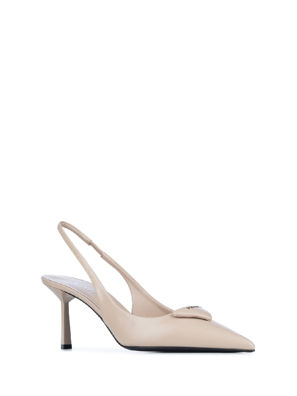 Triangle Logo Leather
  Slingback Heels