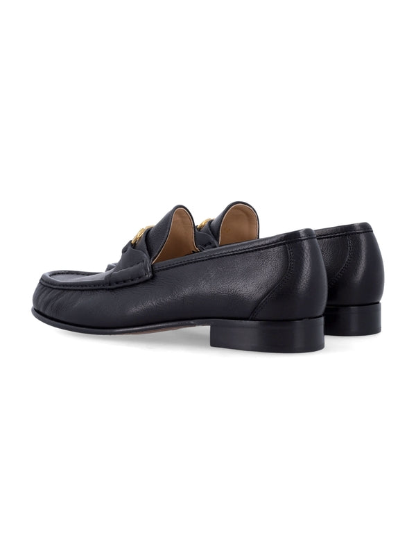 V Logo Signature Leather Loafers