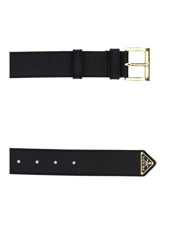 Triangle Logo Buckle Leather Belt