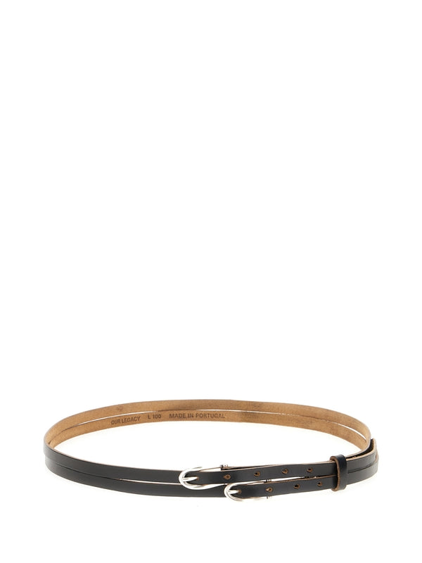 Twin Tongue Leather Belt