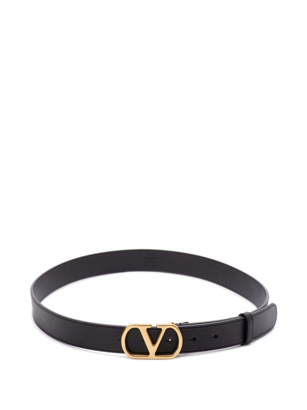 V Logo Leather Belt