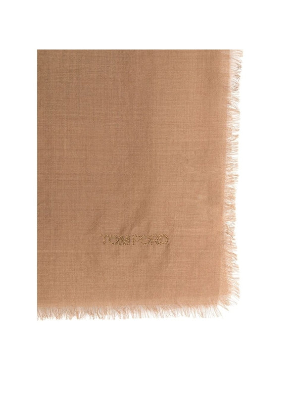 Logo Embroidery Silk Wool Scarf